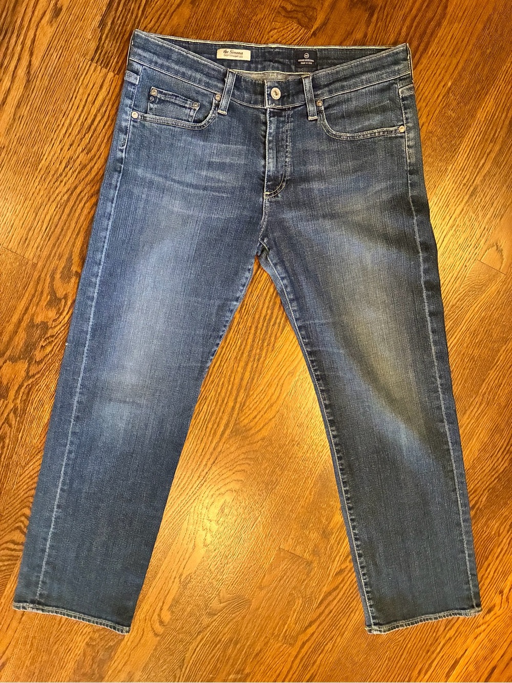 Made in the USA Ag Adriano Goldschmied Women's Medium Blue Straight-Leg Jeans